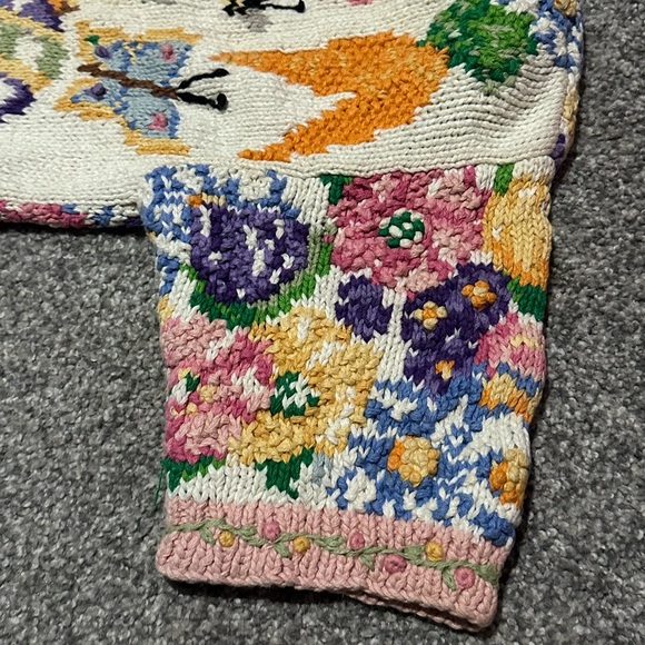 Susan Bristol Floral and Bunny Sweater size S Vintage 1994 - Picture 5 of 13